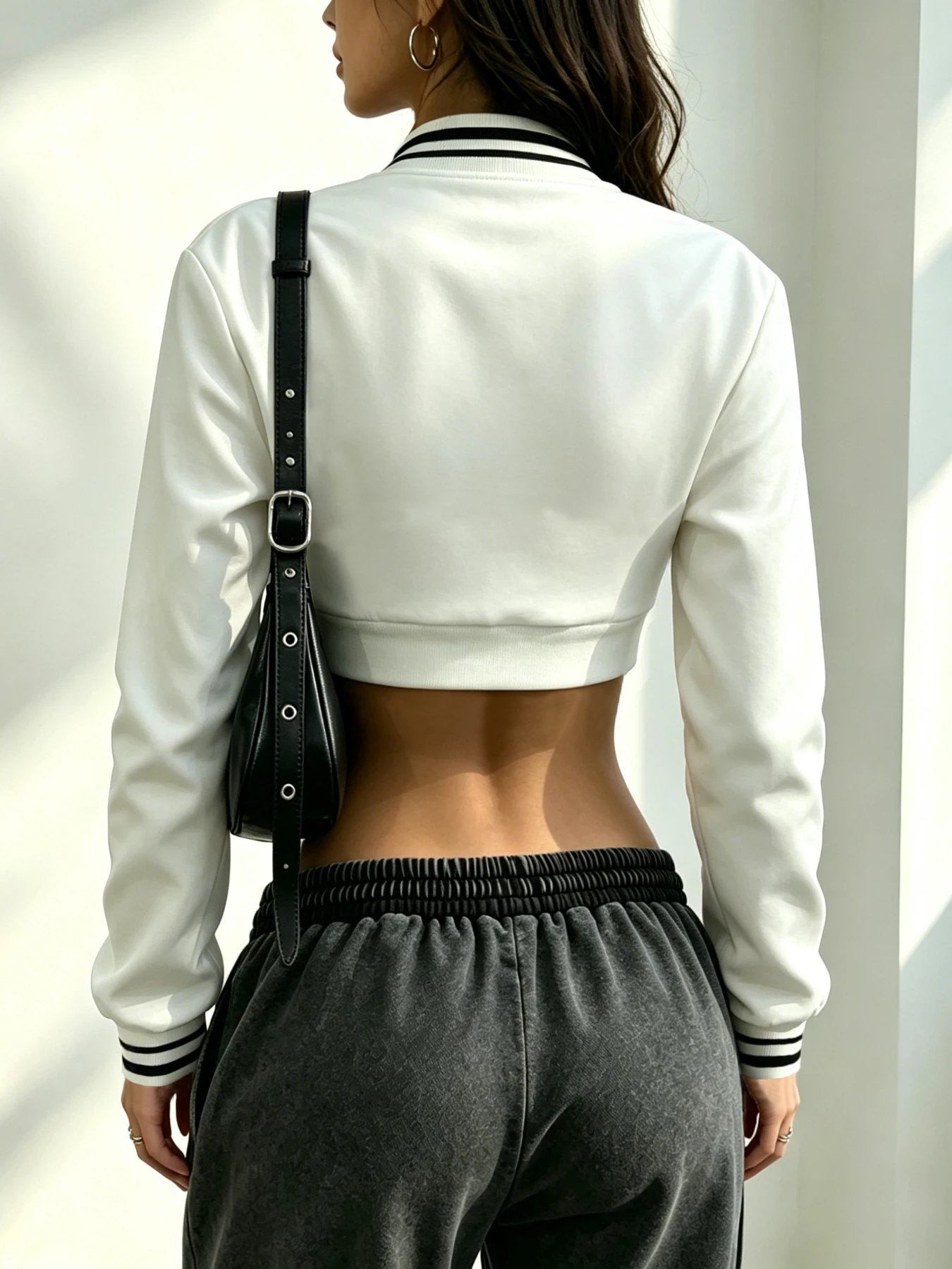 Women's Striped Color-Block Zip-Up Mock-Neck Baseball Jacket – Casual Sporty Outerwear