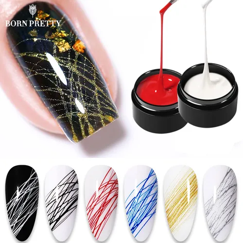 BORN PRETTY Spider Wire Drawing Nail Art Gel, esmalte de uñas reflectante, línea de punto de seda, Gel creativo Soak Off, 5ml