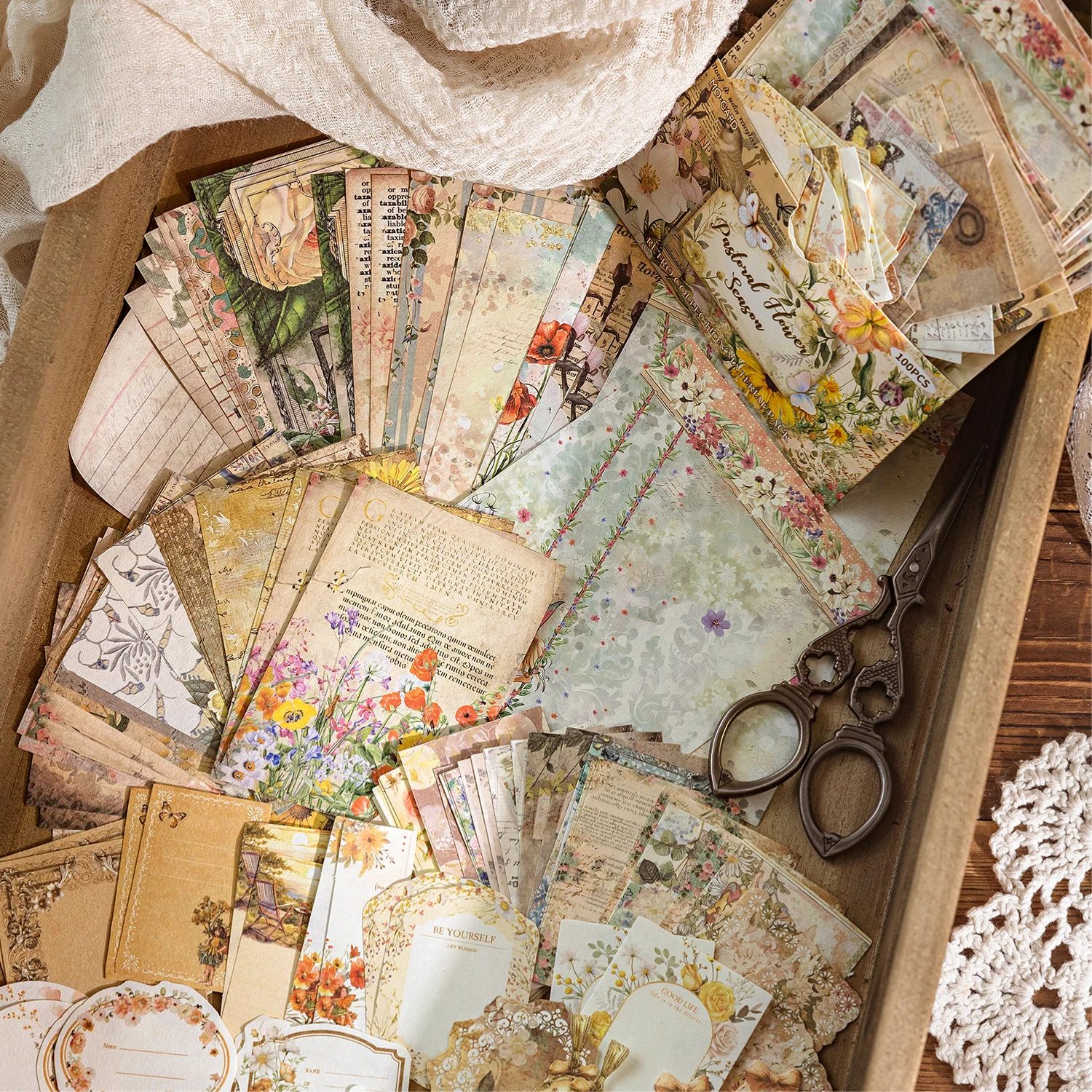 100pcs/pack Deco Scrapbook Collage Background Paper Material Pack Creative DIY Diary Junk Journal Handmade Material Craft Paper