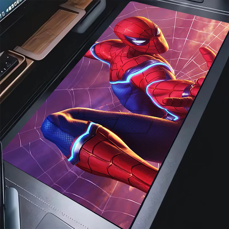 Tapis de bureau antidérapant Spider Man, clavier arc-en-ciel, grand tapis de souris, accessoires de jeu, tapis de souris en caoutchouc, polymères d'anime, média