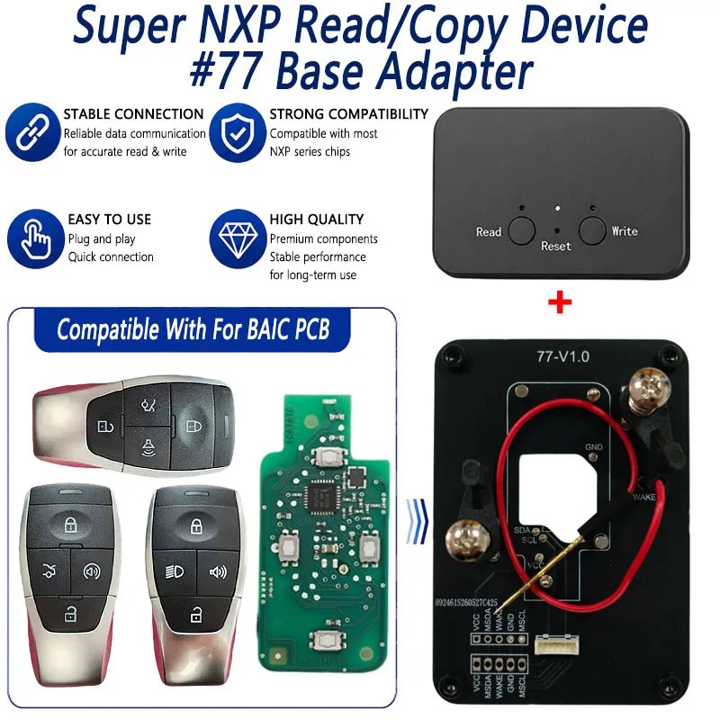 For BAIC Key All NXP Smart Keys Clones 4 Tokens &  Unlimited Version Super NXP Killer Read Copy Device With Adapter Base