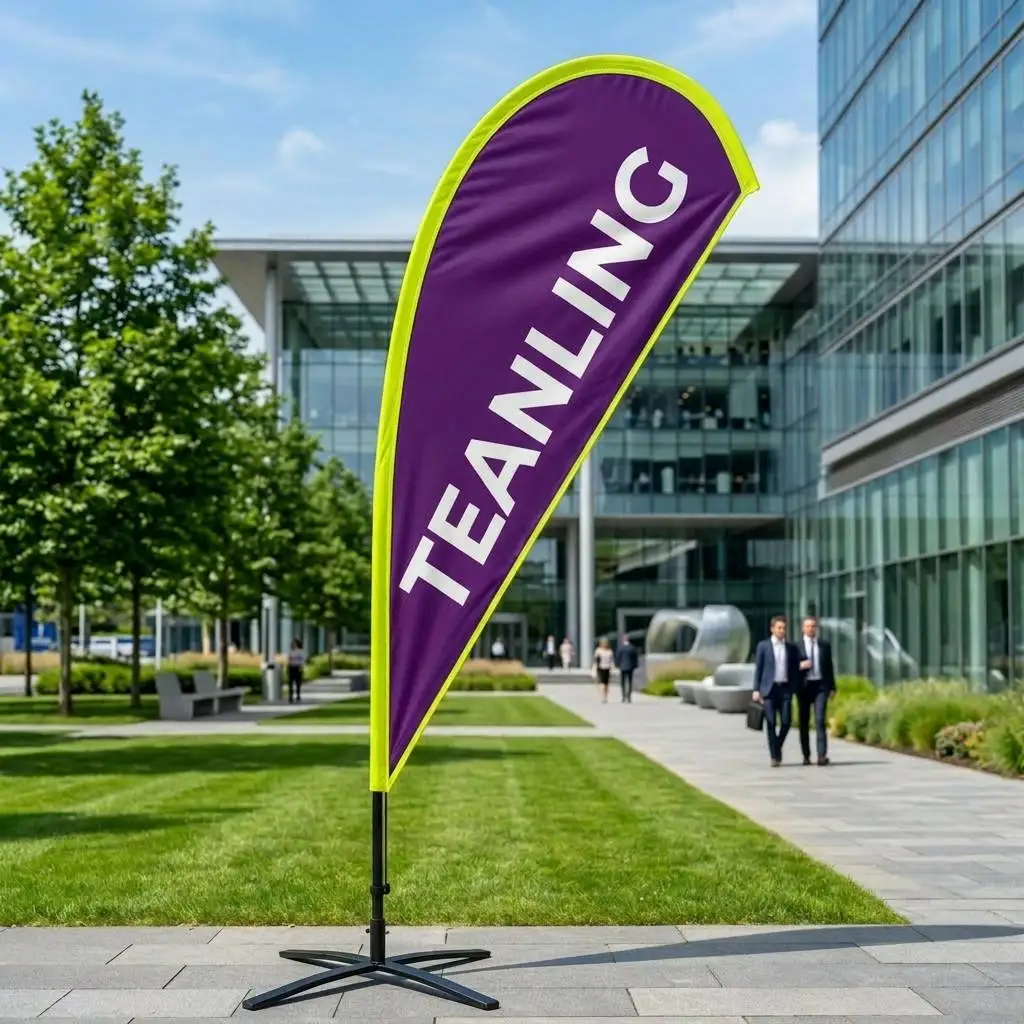 P Flag Customized Logo Customized Color Full Printing Double Side Logos 3 Layers With Pole And Base Full Set  2.8M Flag Pole