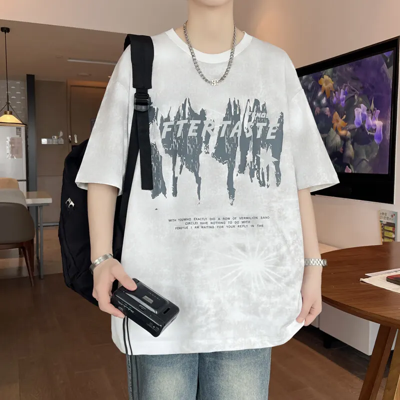 Fashion Men's Cotton T-Shirts 2026 Summer Causal Breathable Short Sleeve Top&Tees Youth Streetwear Loose Pull On Tshirt Clothing