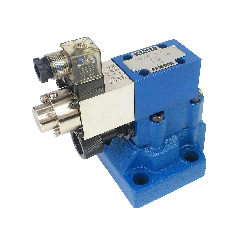 Proportional pressure relief pilot operated single source proportional hydraulic valve