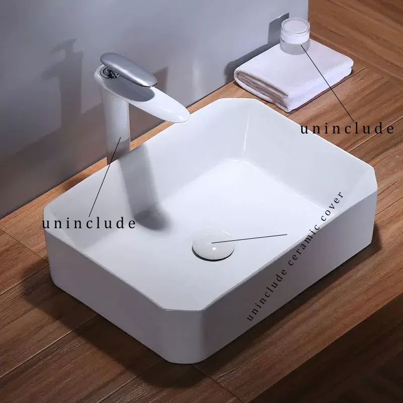 

Elegant Ceramic Vessel Sink, Rectangular Design Ceramic Wash Basin - Ideal for Modern Bathroom Fixtures, Suitable for Dressing Rooms, Vanities, Bathrooms