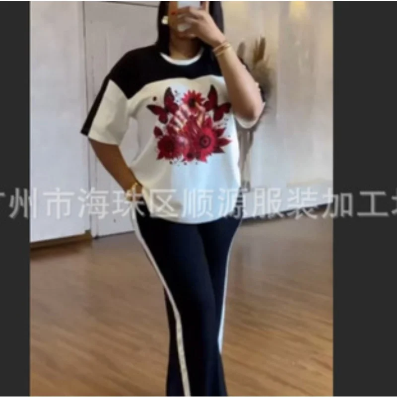 

Customized 2 Pieces Women's Sets 2026 Summer Autumn Letter Print Pullover Suit Tops And Pants Suits Two Piece Set Tracksuit Outf