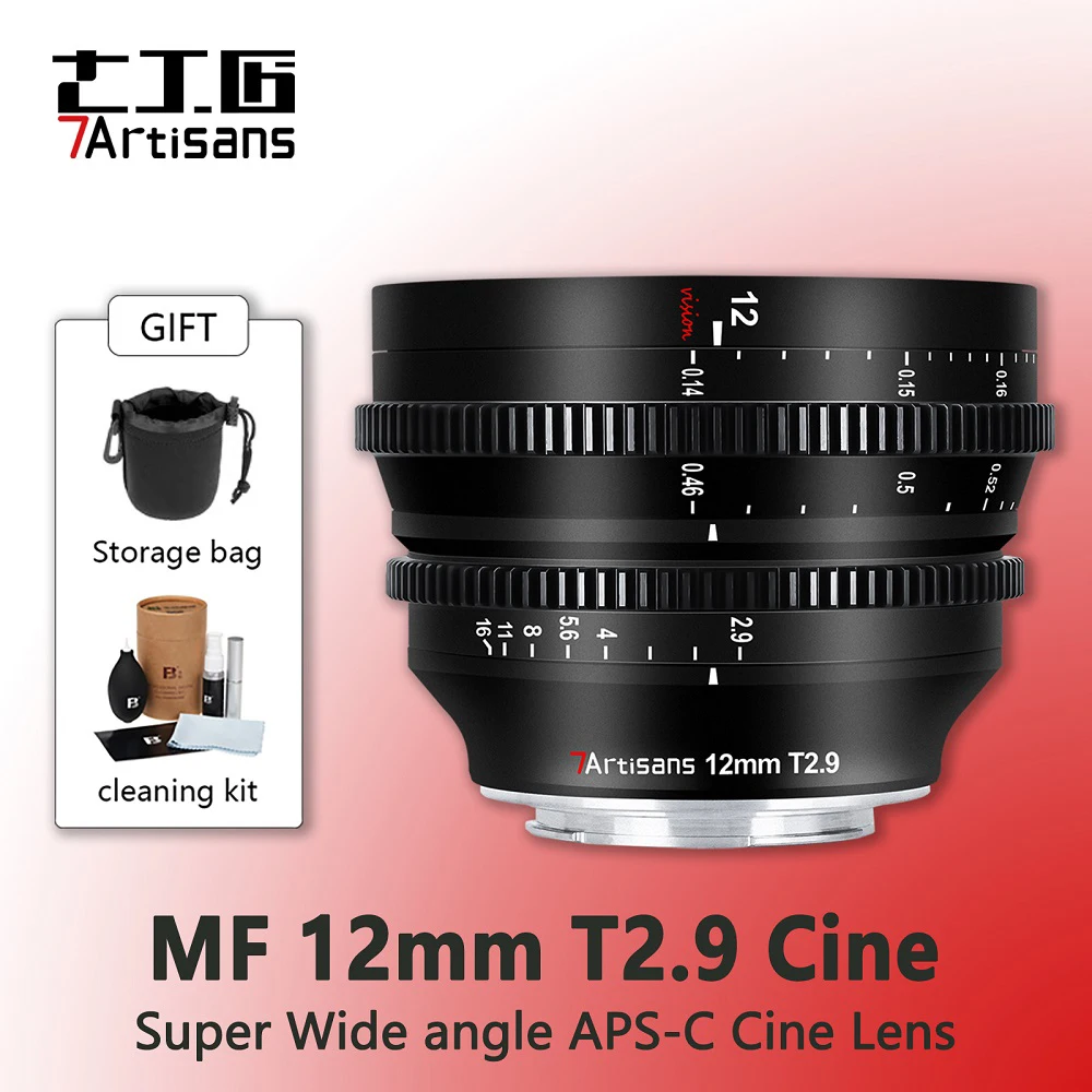 

7artisans 7 artisans 12mm T2.9 VISION APS-C Cinema Lens For Sony E Micro 4/3 FUJIFX NIKON Z LEICA SIGMA L CANON RF Camera Lens