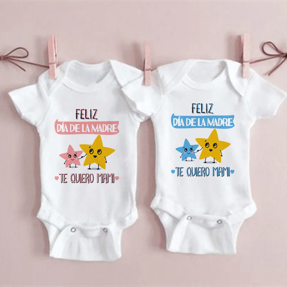 

Happy Mother's Day I Love You Mom Printed Baby Romper Mothers Day Infant Outfit Newborn Short Sleeve Bodysuit Baby Shower Gifts