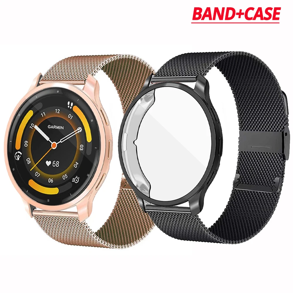 2in1 Strap+Case for Garmin Venu 3S 2S Watch Metal Bracelet for Garmin Vivoactive 4 4s Wristband for Garmin venu 3 2 Plus Bands