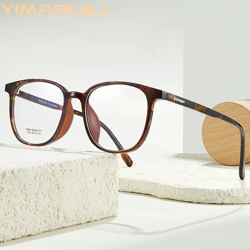 YIMARUILI 2025 New Retro Oval Men's and Women's Small Size Eyeglasses Frame Fashion Trend TR90 and Acetate Optical Glasses 7325