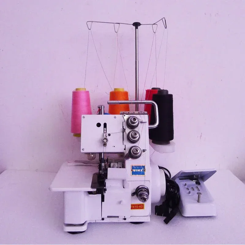 Nueva máquina de coser de punto de bloqueo de cuatro hilos para el hogar de 180W/250W/300W, máquina de coser Overlock de 220V y máquina de coser Overlock eléctrica