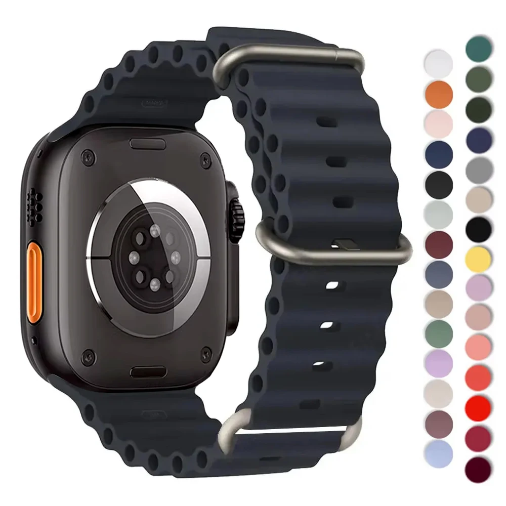 Ocean Band for Apple watch Ultra 49mm 45mm 46mm 42mm 44mm 40mm 41mm Silicone bracelet correa iWatch Series 10 9 7 8 5 6 SE Strap