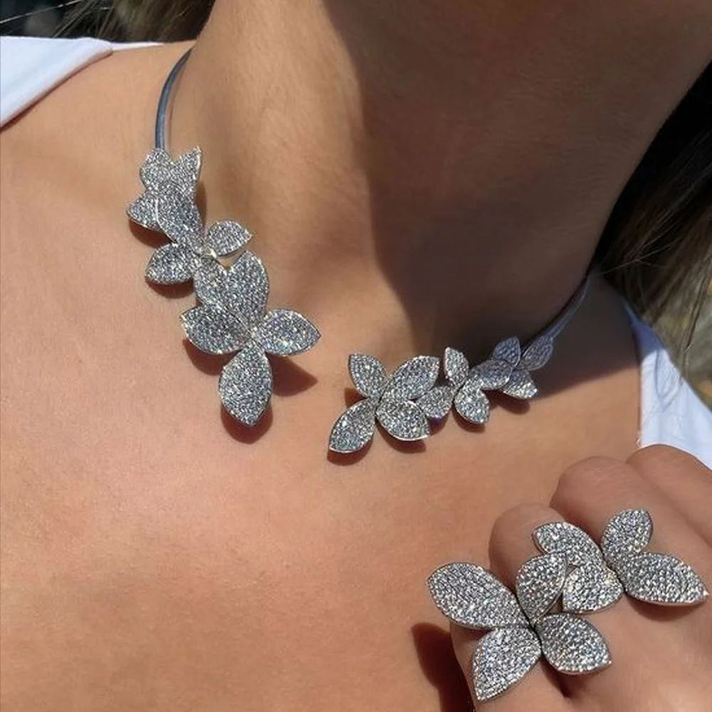 Stonefans 2024 Statement Rhinestone Multiple Butterfly Collar for Women Metal Ring Open Collar Bridal Wedding Neck Jewelry