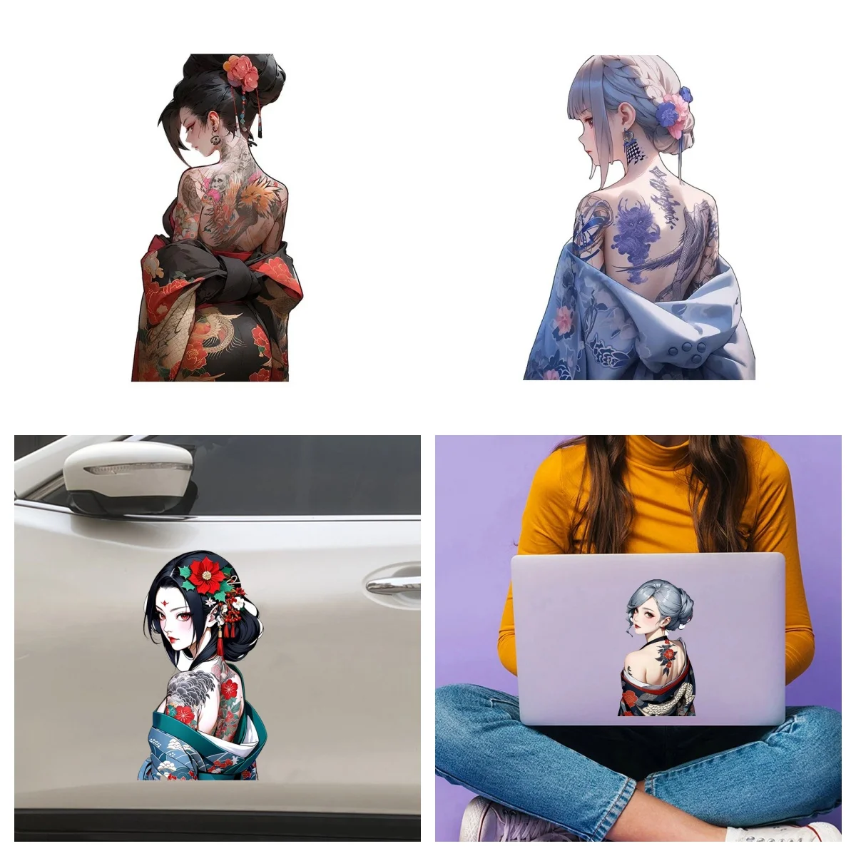 

Car Stickers Japanese Girl Sexy Kimono Waterproof Sunscreen Decals Car Body Vinyl Decal Car Sticker