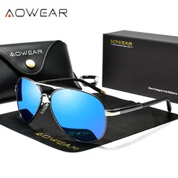 AOWEAR Aviation Polarized Sunglasses Men Driving Mirror Sun Glasses Male Brand Design Classic Pilot Eyewear Oculos Gafas De Sol