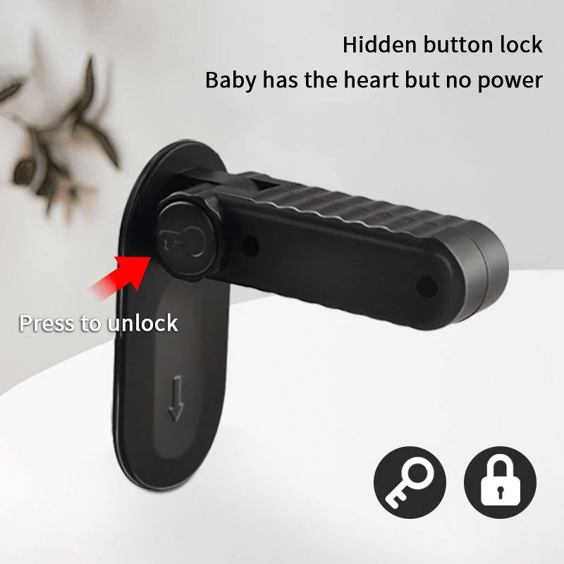 Equipo de protección Cerraduras de seguridad para bebés Cerraduras de manija de puerta autoadhesivas de plástico Sin orificio Protector de seguridad multiusos para niños
