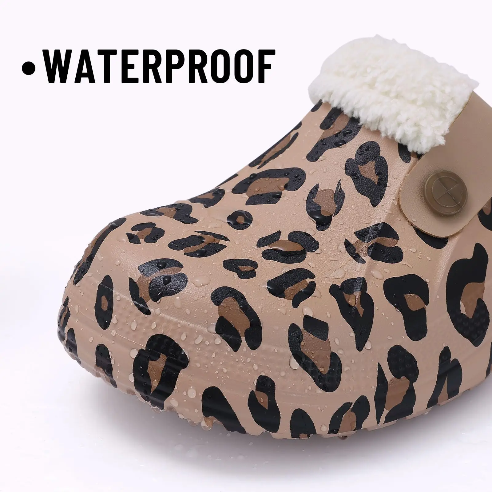 Bebealy Scarpe da giardino casual da donna Pantofole da uomo soffici e calde Pantofole antiscivolo da esterno impermeabili invernali Pantofole classiche leopardate