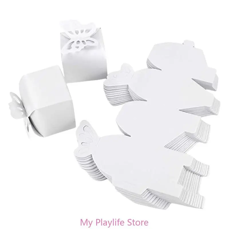 100pcs Unique Butterfly Party Candy Cookie Boxes Elegant Butterfly Dessert Boxes for Party Presentation