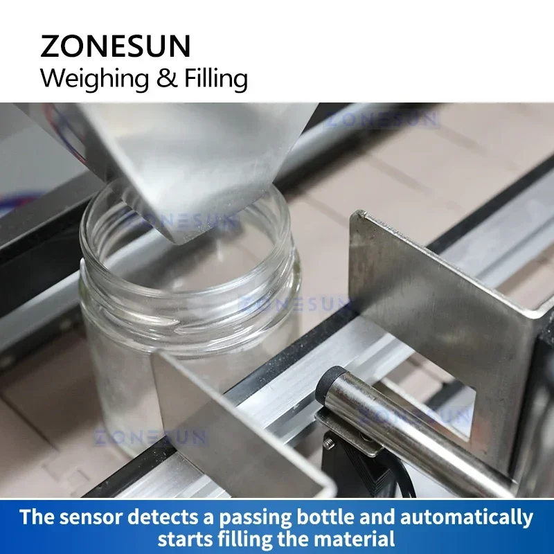 ZONESUN ควบคุมดิจิตอลอัตโนมัติเครื่องบรรจุเม็ดอนุภาคเม็ดข้าวถั่วฟิลเลอร์อุปกรณ์ ZS-GW4C