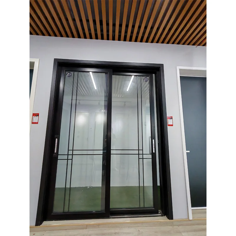 Modern Style Narrow Frame Aluminum Alloy Windproof Soundproof Thermal Insulation Sliding Door Slim Double Hospital Living Room