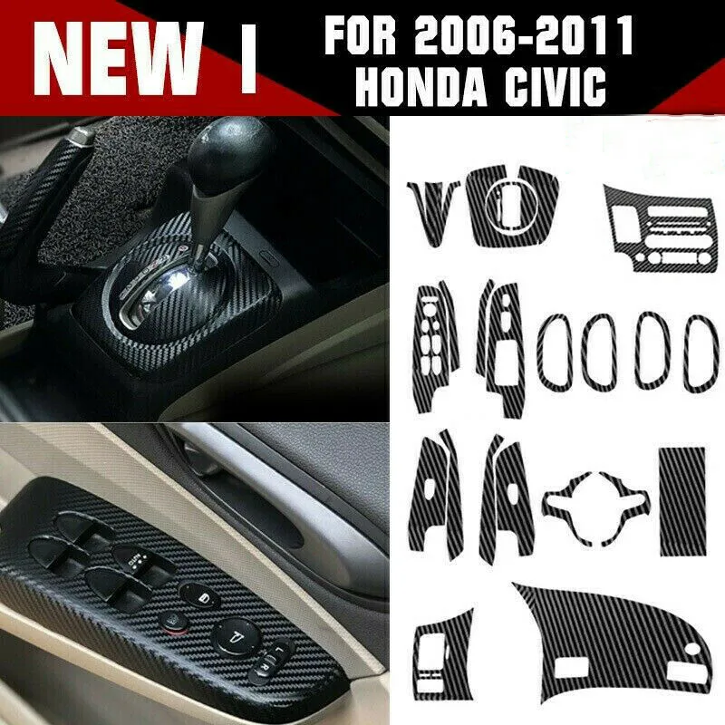 

НАБОР наклеек на салону автомобиля с узором из углеродного волокна для Honda Civic 2006-2011 гг.