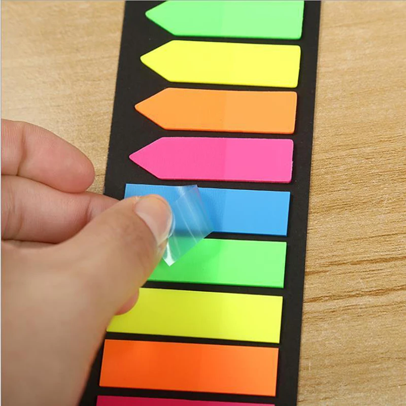 Reading Aid Highlight Sticker Transparent Fluorescent Index Tabs Flags Sticky Note Memo Pad Stationery School Office Supplies