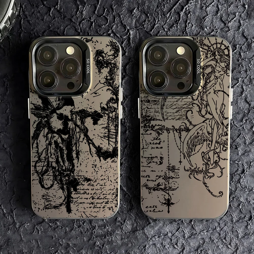 Retro Gothic Skulptur Handyhülle für iPhone 17 16e 16 15 14 13 12 11 Mini Pro Max X XR XSMAX 8 7 Air Plus Matte Rückseite