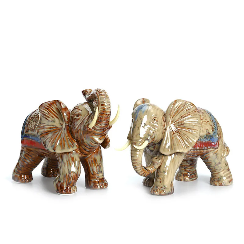 

Ceramic Crafts Elephant Simulation Animal Sculpture Thai Style Animal Decorations Decorative Figurines Decoration Accessories