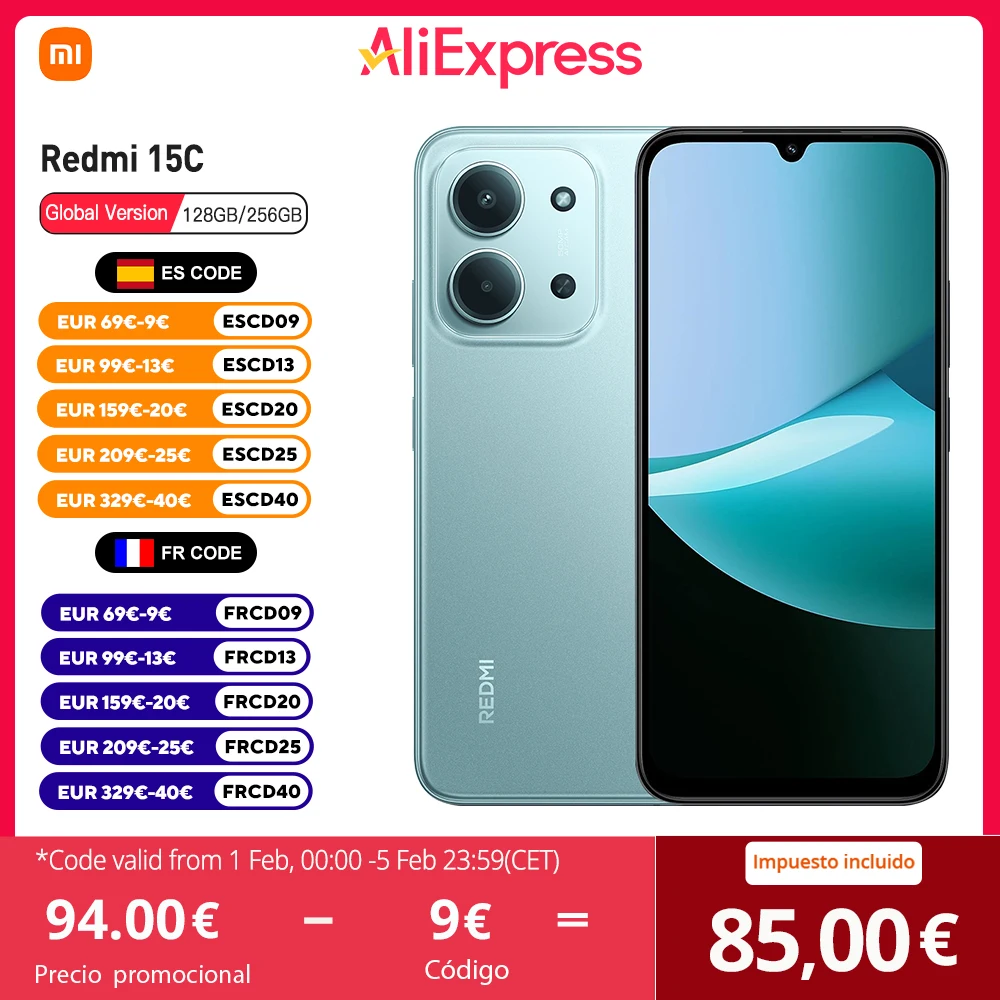 Xiaomi Redmi 15C versión Global Smartphone 50MP cámara principal 120Hz 6,9 "pantalla Dot Drop 33W carga MediaTek Helio G81-Ultra