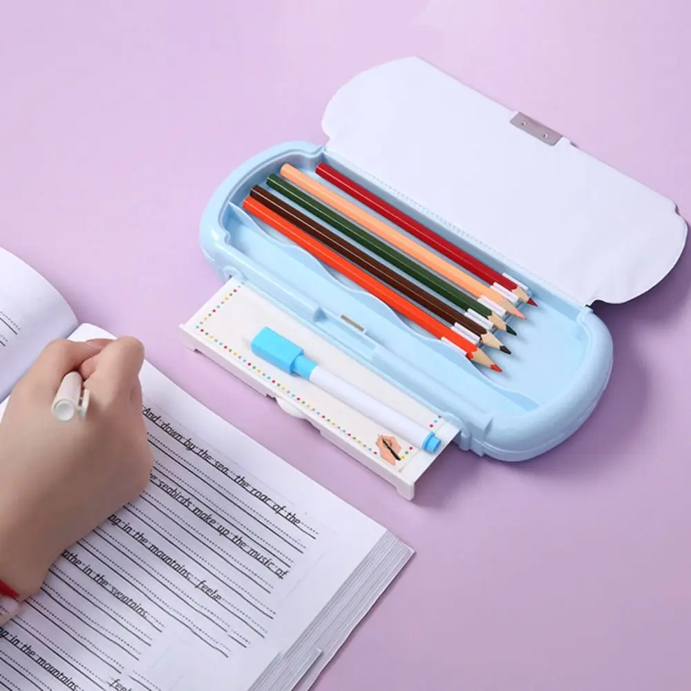 Doppelseitige Cartoon Bleistift Box Mit Whiteboard Süße Mädchen Schreibwaren Halter Kreative Kunststoff Desktop Storage Box Mark Stifte