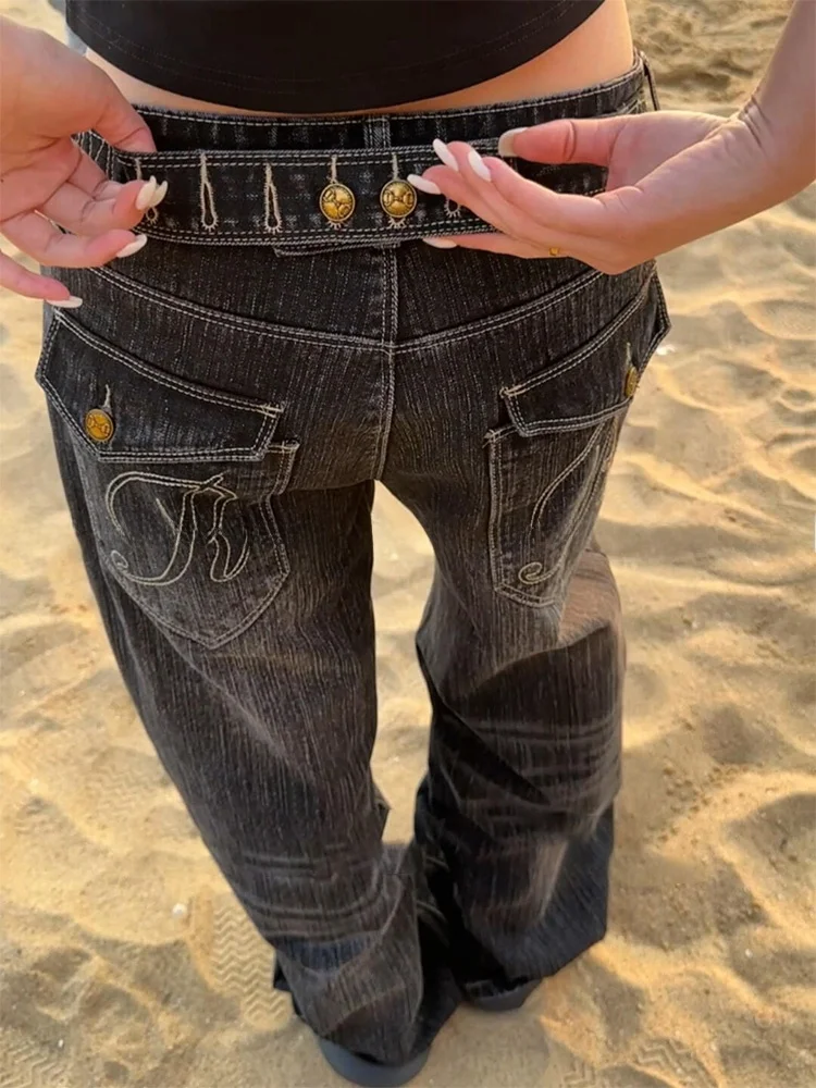 

Ретро-джинсы в американском стиле с пуговицами, женские, летние, новые, свободного кроя, универсальные, длинные брюки, модные джинсы с высокой талией