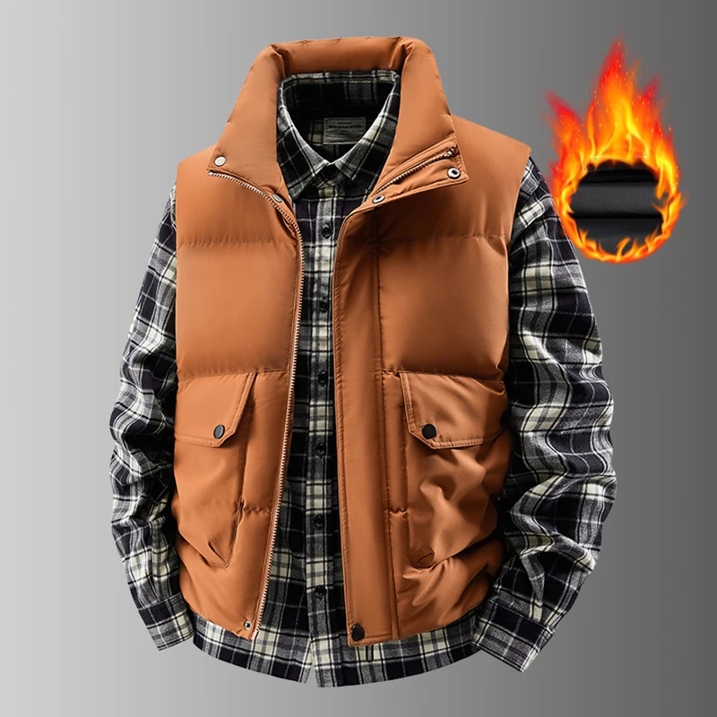 

Молодежный хлопковый тюнет, мужской повседневный жилет с воротником-стойкой, осенне-зимняя теплая верхняя одежда, модное полиэфирное волокно, застежка-молния