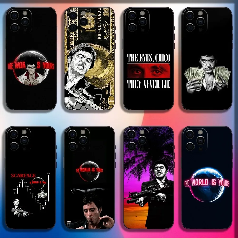 S-Scarfaces Tony M-Montana Phone Case For iPhone 16,15,14,13,12,11,Pro,X,XS,Max,XR,Plus,Mini Soft Black Cover