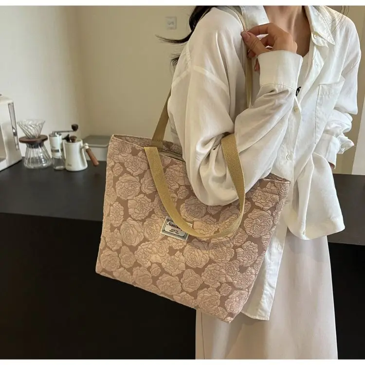 

Classroom Chinese Style Simple Casual Commuting Canvas Ins Large Capacity Shoulder Tote Bag for Women