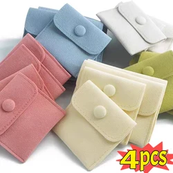 1-4pcs Jewelry Pouch Velvet Jewelry Storage Bags with Snap Button Pink Microsuede Luxury Small Gift Bags Jewelry Packaging Bag
