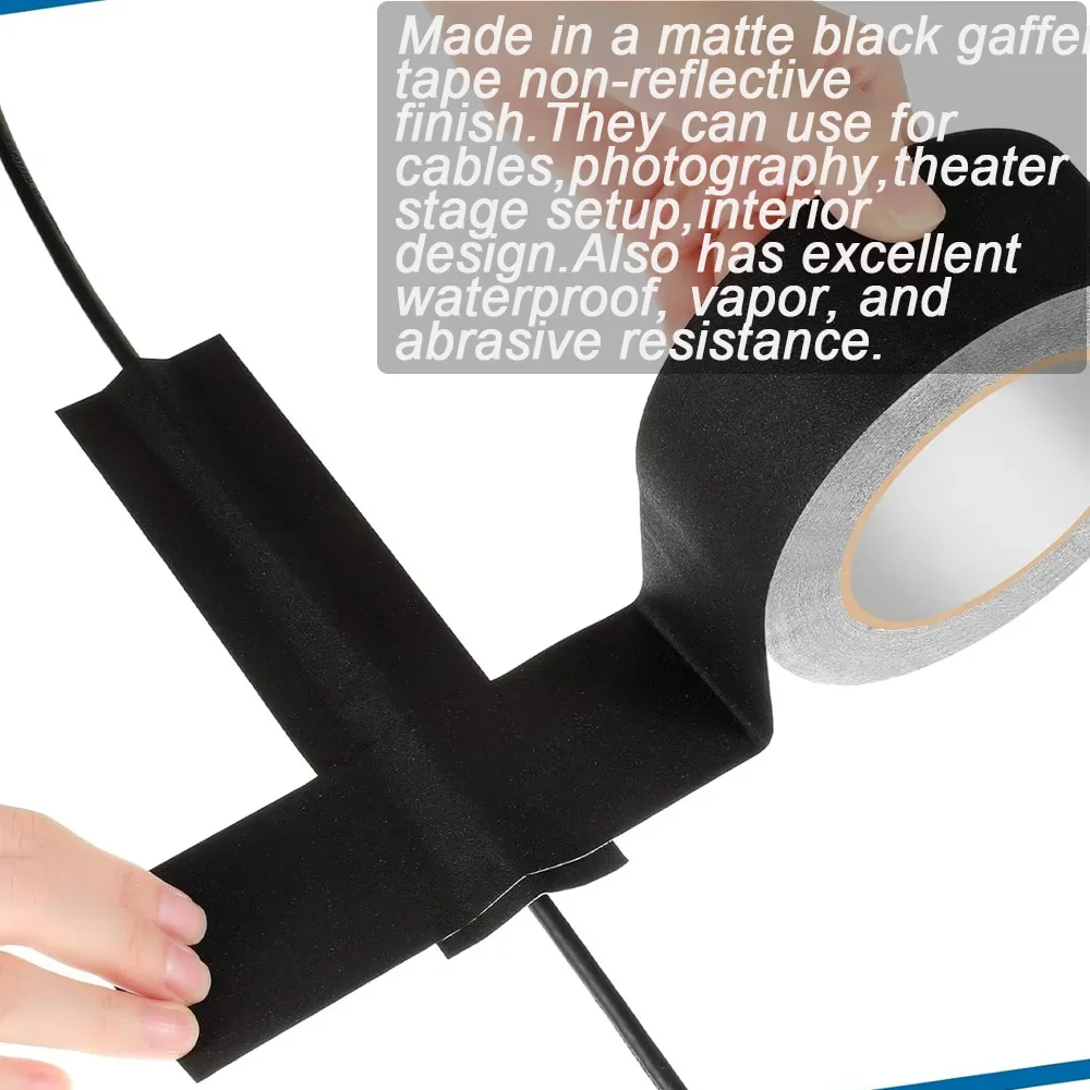 1/2 Pack of Electrical Tape, Easy to Tear, Non-Reflective Matte Cotton Tape, Each Piece 10m Meters Long, Suitable for Photography, Book Restoration, Shooting Backgrounds, Stage Cables