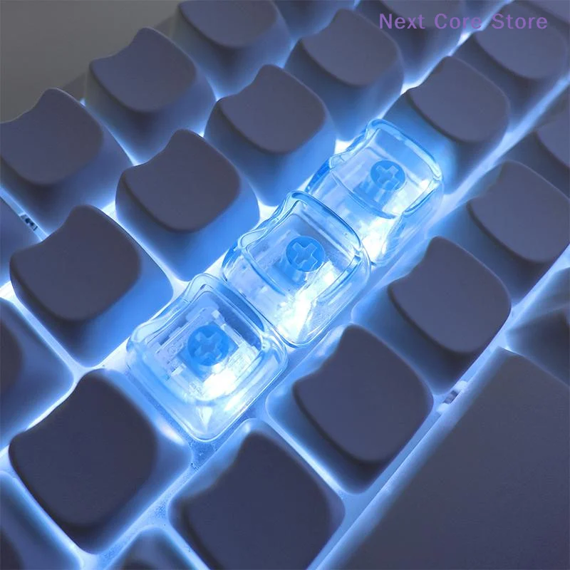 [NC]10/20PCS Cute Cat Shaped Transparent Keycaps PBT 1U PC Blank Key Caps MAO Profile No Engraved Keycap For MX Switch Keyboard