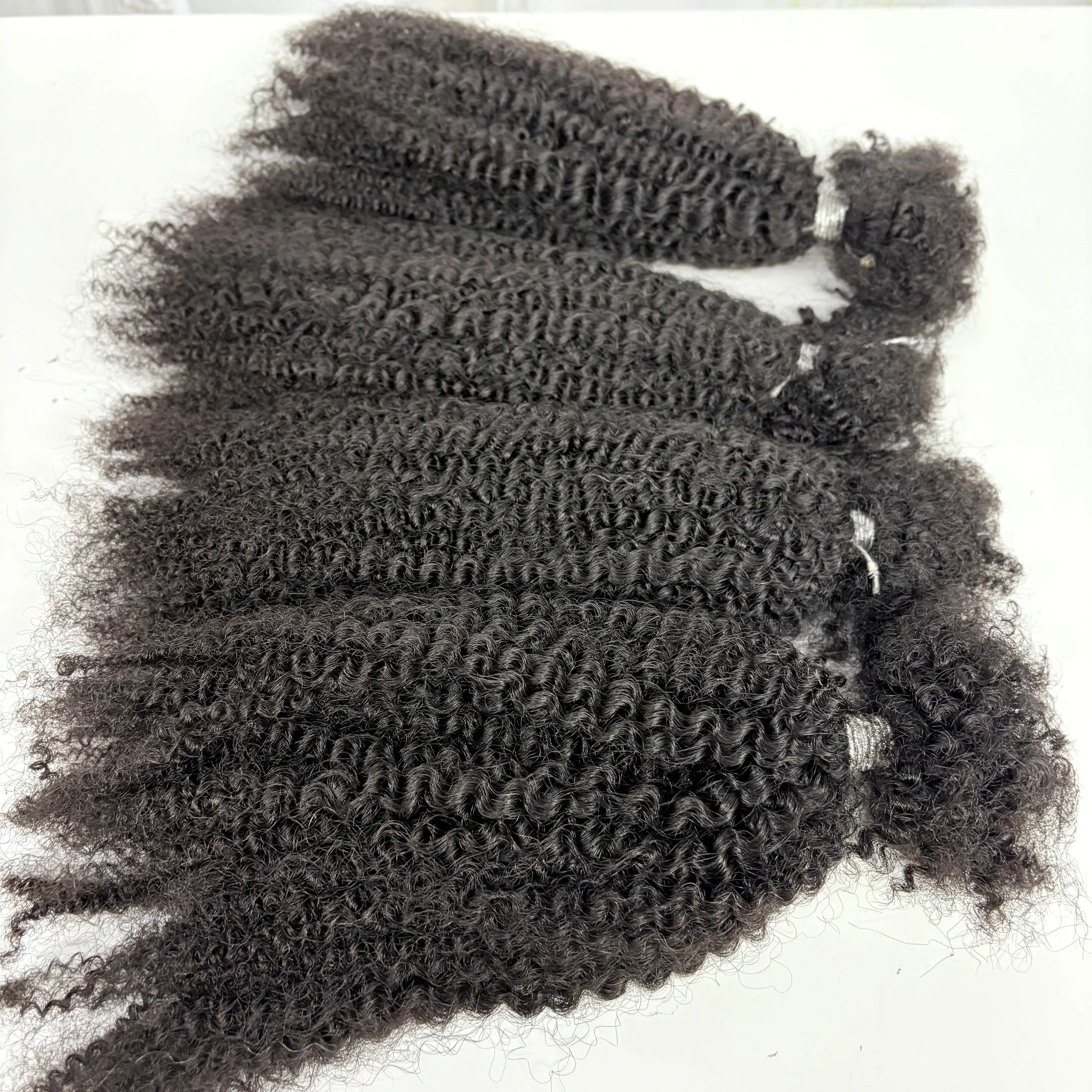 Natural Afro Kinky Curly Human Hair Bulk Extension No Weft 16Inch 30g/Bundle for Permanent Micro Locs/Twists/Braids/Repair Locs