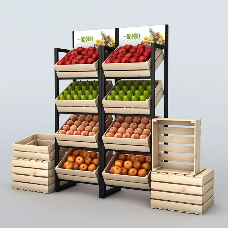 Fruit store shelves Vegetable shelves Display cabinets Shelves Wine racks Cake cabinets Fresh supermarket multi-layer