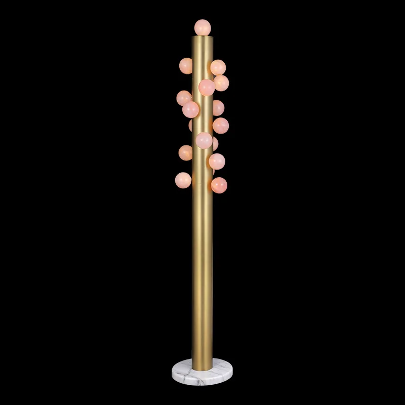 Modern brass floor lamp simple natural crystal stone floor lamp art designer living room bedroom floor lamp