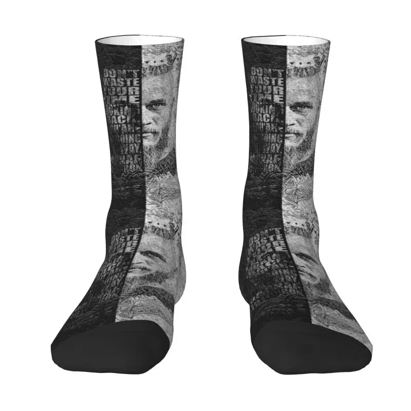 Vikings Quotes By Ragnar Lothbrok Mens Crew Socks Unisex Funny 3D Printing Norse Valhalla Warrior Dress Socks