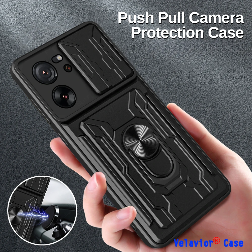 

For Xiomi 13T Pro Case Magnetic Ring Card Slot Holder Cover For Xiaomi Mi13T Mi 13T 13 T Pro T13 5G Shockproof Armor Lens Case