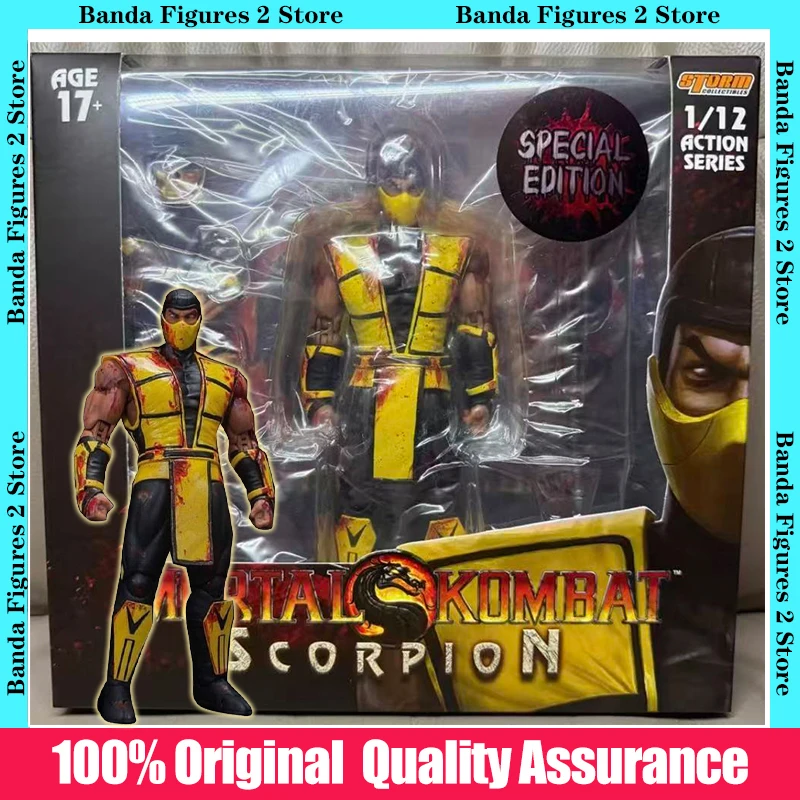 100% Original Box Storm Collectibles Mortal Kombat 1/12 Action Figure Scorpion Ver 2 Yellow Ninja Blood Edition In Stock Anime