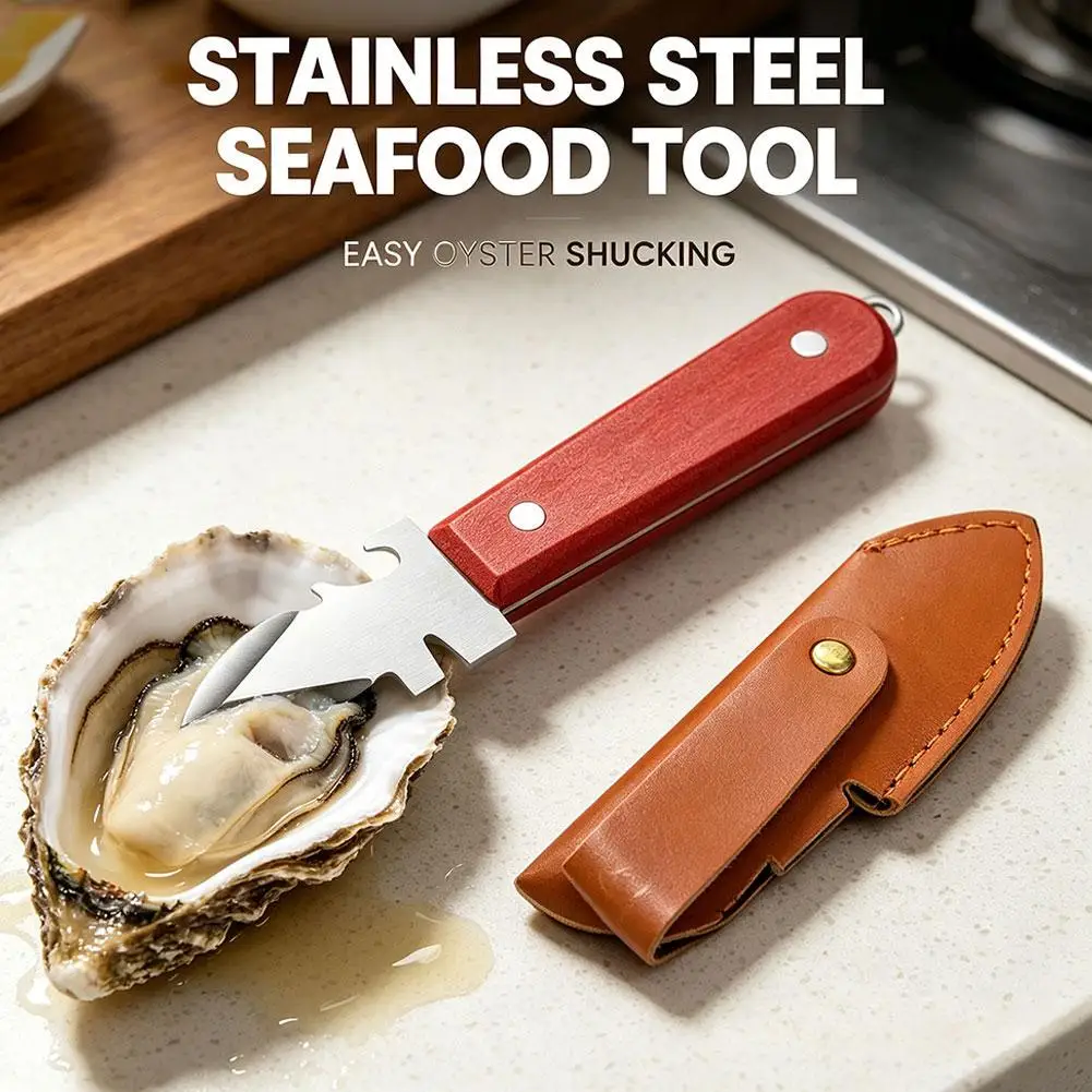Stainless Steel Seafood Scallop Pry with Handle Oyster Knives Sharp-edged Shucker Shell Seafood Opener Kitchen Tool
