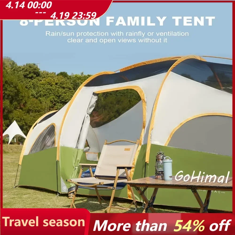 

Tent for Camping, Waterproof Windproof Family with Rainfly, Divided Curtain Design for Privacy Space,with Carry Bag Tents