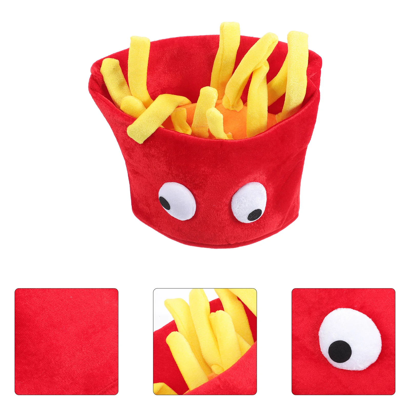 

French Fries Hat Cute Cartoon Potato Headwear for Halloween Cosplay Party Favor Plush Carnival Headdress Props Birthday