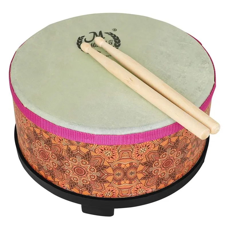 

M MBAT 10 Inch Alto Drum Drumsticks Mid-Range Drum Tambourine With Sheepskin Head And Solid Wood Orff Percussion Instrument-AA85