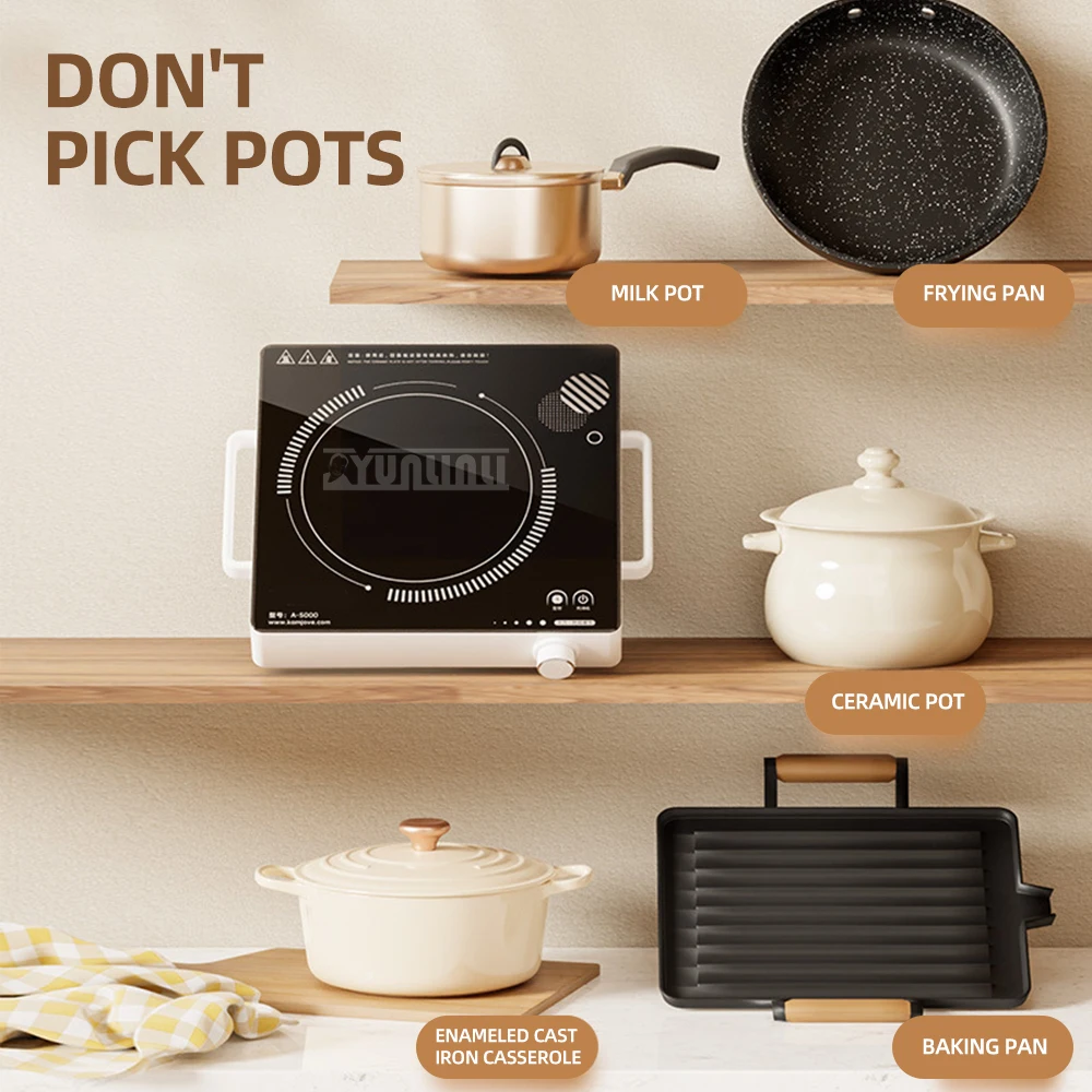 Estufa de té para el hogar, horno de calefacción por infrarrojos, estufa de cerámica eléctrica inteligente de alta potencia de 2100W