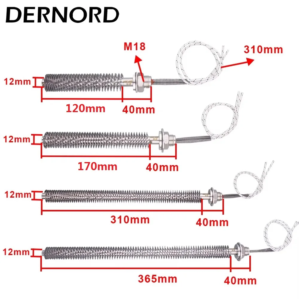 M18 Finned Heating Element 220V SUS304 Electric Air  Cartridge Heater 300W/500W/800W/1KW