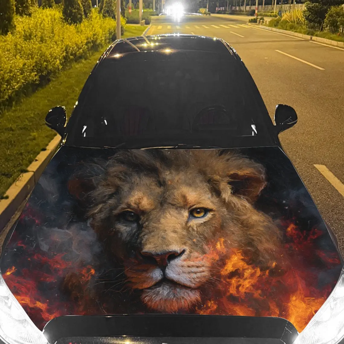 

Car Decals A Lion With A Dominant And Scorching Aura In A Themed Backdrop Car Hood Sticker, Waterproof Self - Adhesive Vinyl Gra